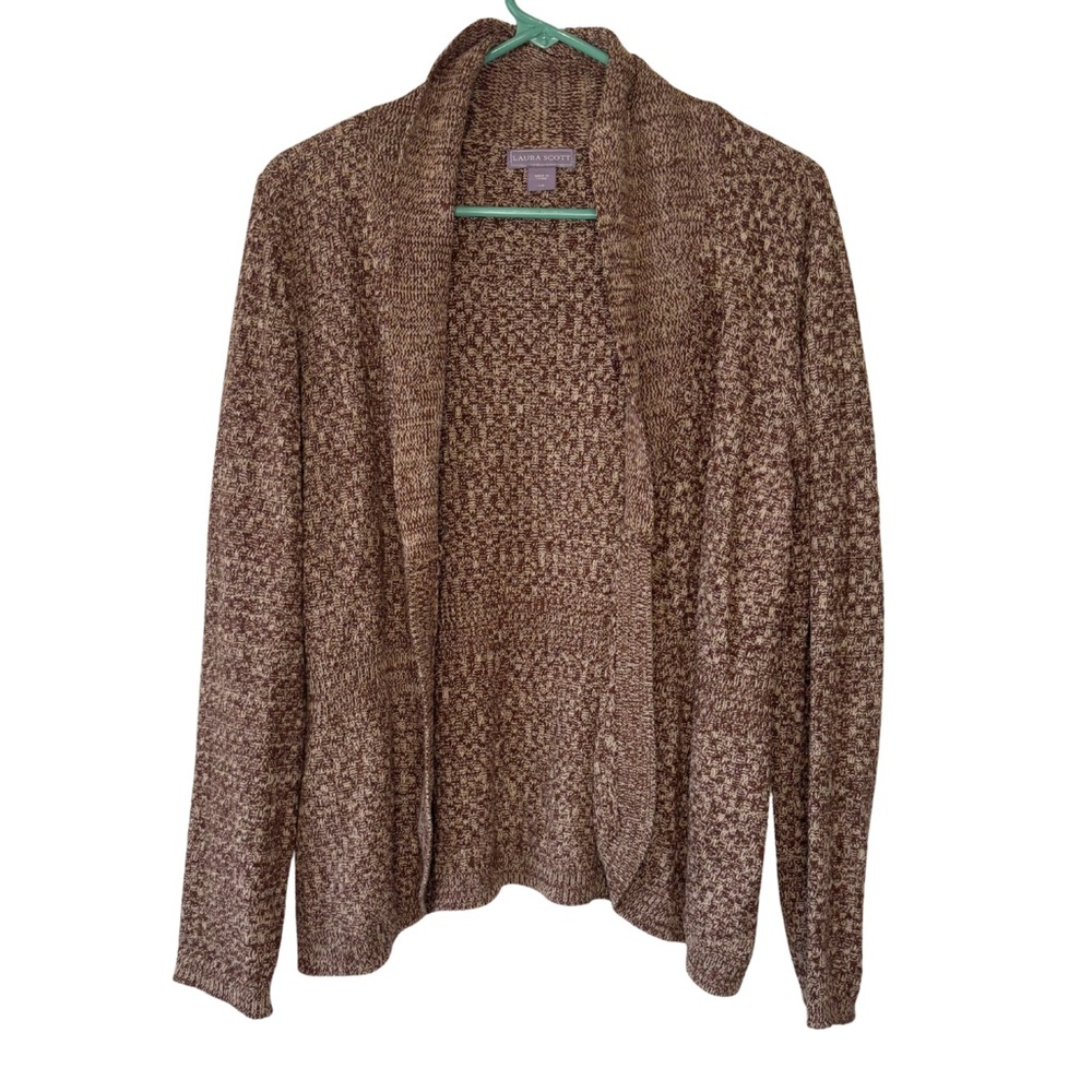 3/$20 Laura Scott Brown Button Down Long Sleeve Knit Cardigan
